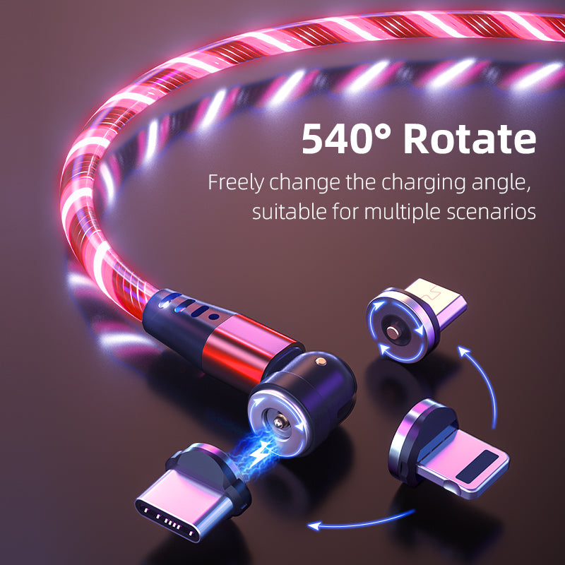 540° Luminous Magnetic Fast Charging Cable – 3A LED Luxury Edition