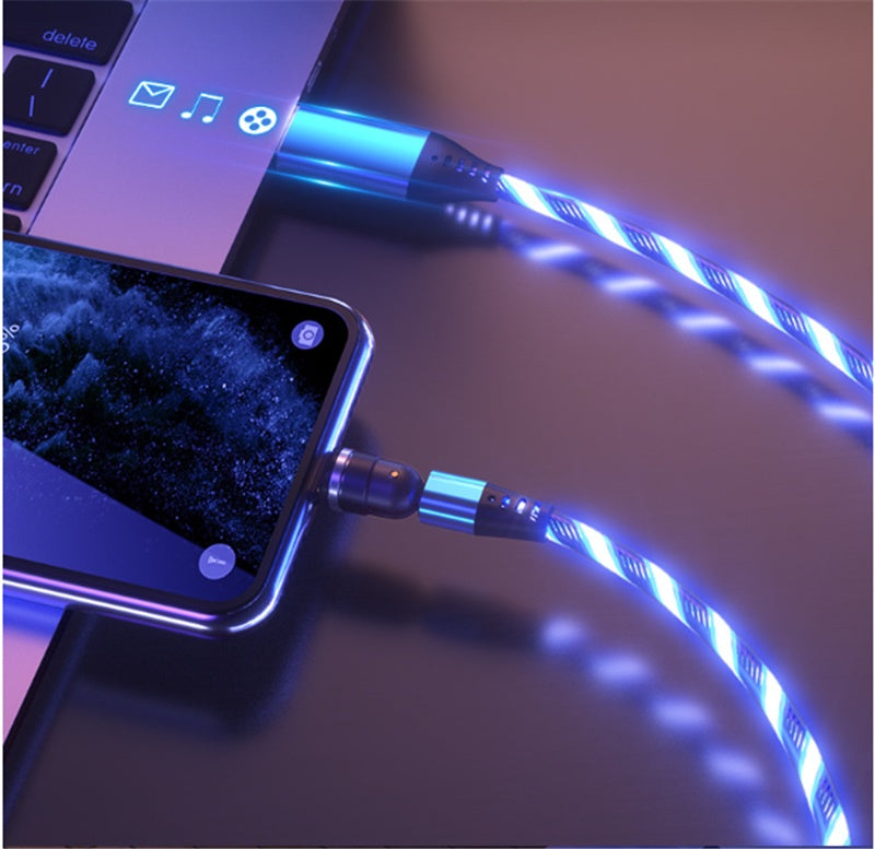 540° Luminous Magnetic Fast Charging Cable – 3A LED Luxury Edition