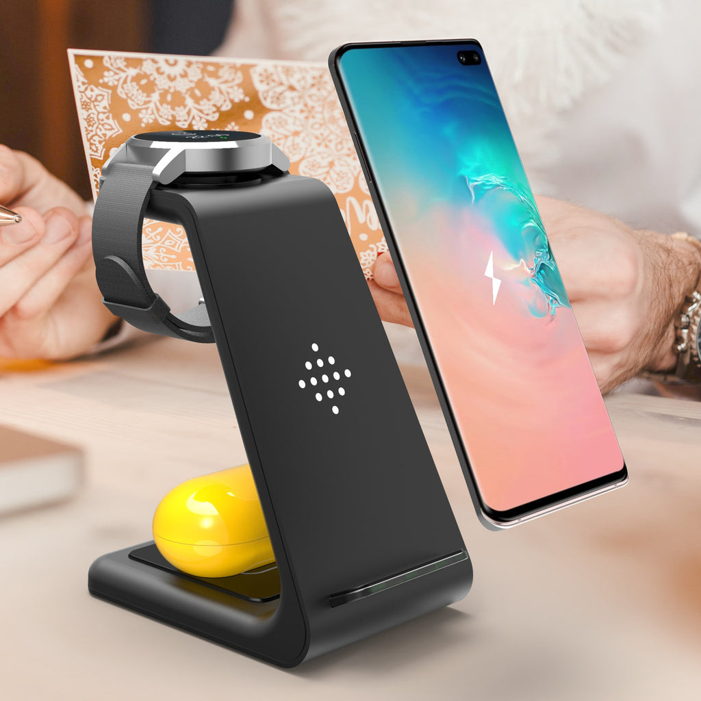 3-in-1 Wireless Charging Dock – Fast Charge Station with Phone Holder Stand