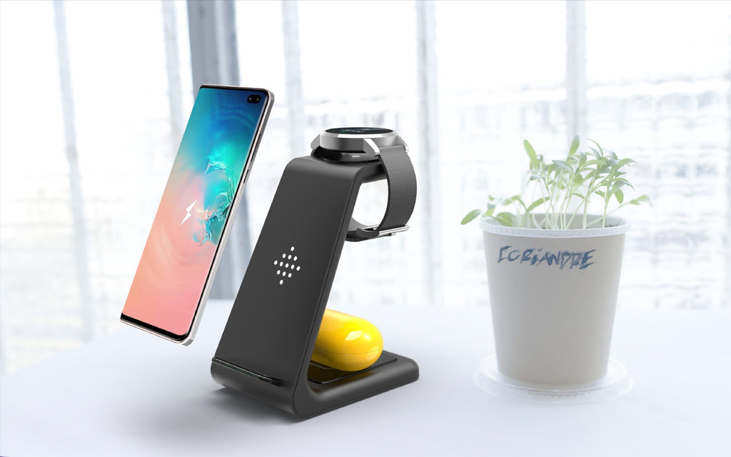 3-in-1 Wireless Charging Dock – Fast Charge Station with Phone Holder Stand