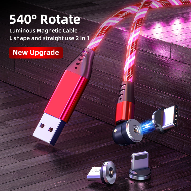 540° Luminous Magnetic Fast Charging Cable – 3A LED Luxury Edition