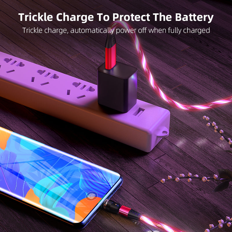 540° Luminous Magnetic Fast Charging Cable – 3A LED Luxury Edition