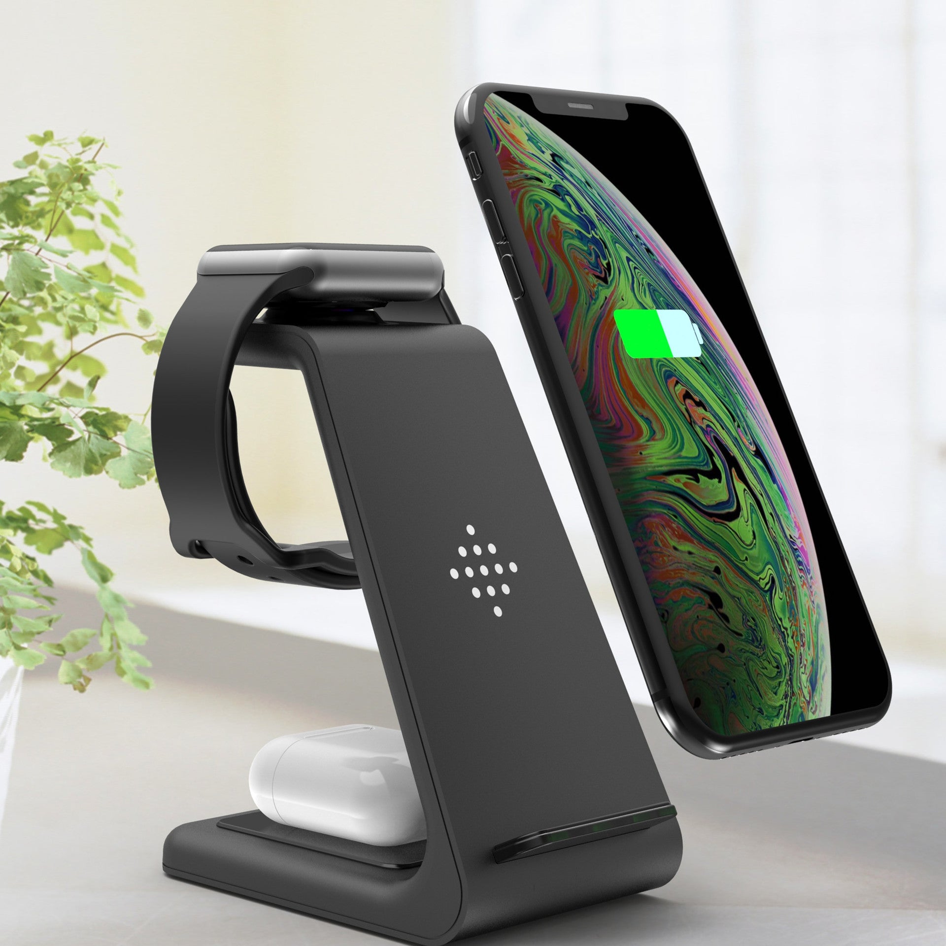 3-in-1 Wireless Charging Dock – Fast Charge Station with Phone Holder Stand