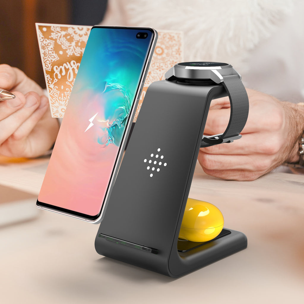 3-in-1 Wireless Charging Dock – Fast Charge Station with Phone Holder Stand