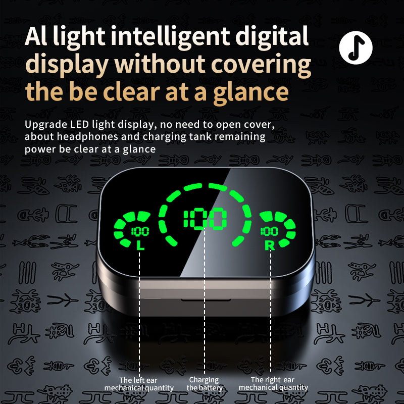 YD03 Bluetooth Earbuds – Smart LED Screen with Breathing Light