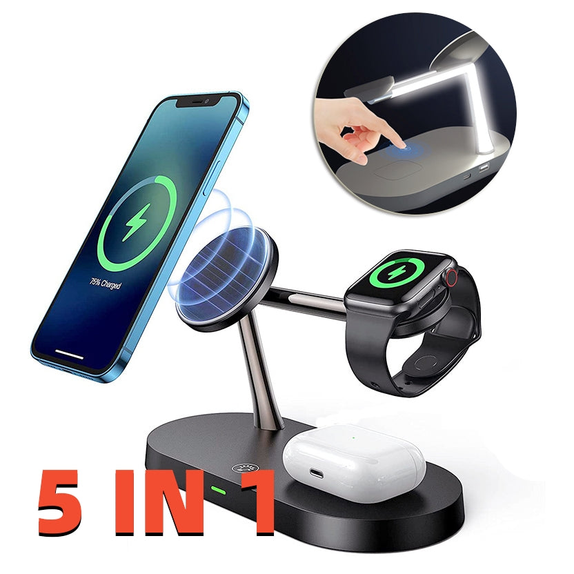 5-in-1 Magnetic Fast Charging Hub – 15W Luxury Desk Dock