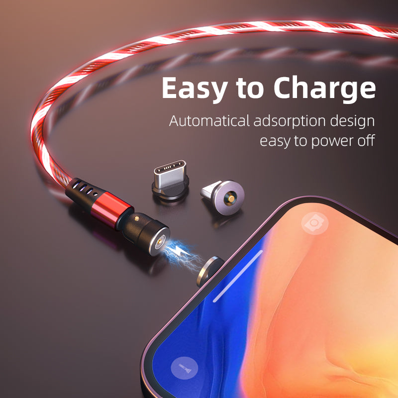 540° Luminous Magnetic Fast Charging Cable – 3A LED Luxury Edition