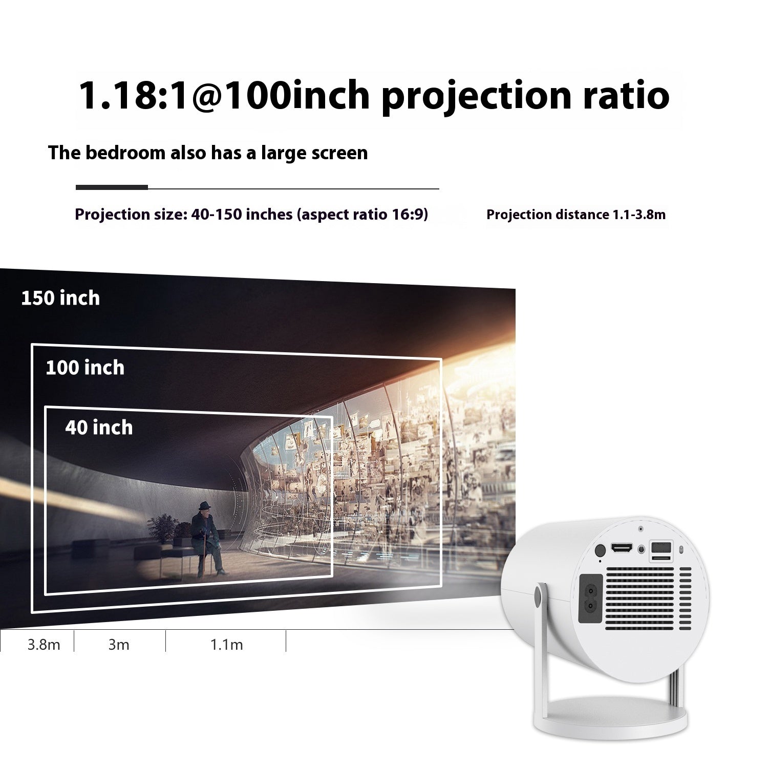 Mini 180° Auto Focus Projector – Luxury Home Edition